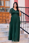 Grote Maten Glinsterende Avondjurk — Emerald