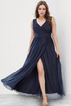 Glänzendes Abendkleid, Große Größen, Lang — Marineblau