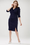 Midi - Jurk Met Glitter – Grote Maten, Marineblauw