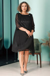 Große Größen Chiffon‑Pailletten‑Abendkleid — Schwarz