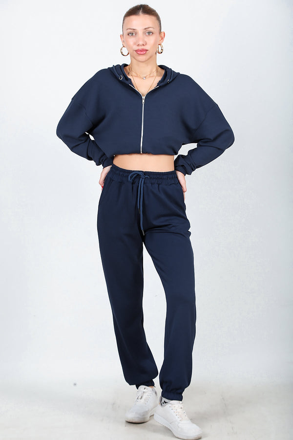 Jogger Bleu Marine À Bords Élastiqués