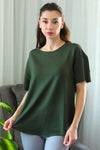 T - Shirt Met Afgeronde Zoom En Ronde Hals – Khaki