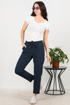 Baumwollhose Mit Fransen Am Saum – Marineblau