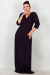Abendkleid, Große Größe, Lang, Glitzernd, Ellenbogenärmel — Violett