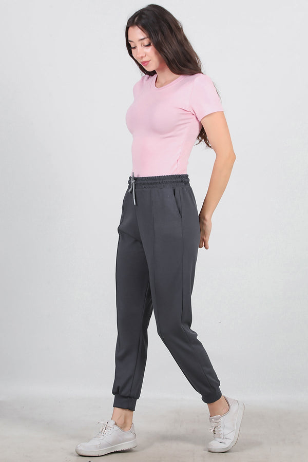 Pantalon De Jogging Brossé À Bas Côtelés — Anthracite