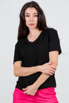 T - Shirt Met V - Hals – Zwart