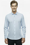 Heren Slim - Fit Gestreept Overhemd — Ijsblauw
