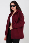 Oversized 3‑Draads Hoodie Met Rits, Bordeaux