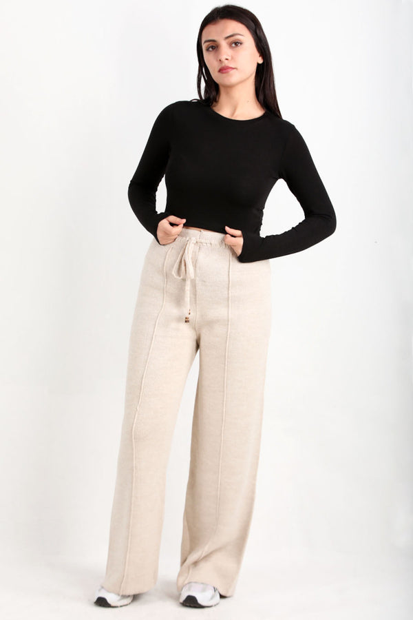 Pantalon Femme En Maille Çimalı — Stone