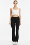Leggings Mit Hohem Bund, Ausgestelltem Bein Und Schlitz – Schwarz