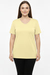 Oversized V - Hals T - Shirt — Geel (Plusmaat)