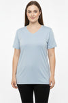 Oversized V - Hals T - Shirt — Blauw (Plusmaat)
