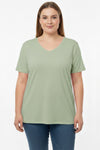 Oversize - T - Shirt Mit V - Ausschnitt – Khaki