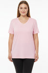 Oversize - T - Shirt Mit V - Ausschnitt, Große Größen, Rosa