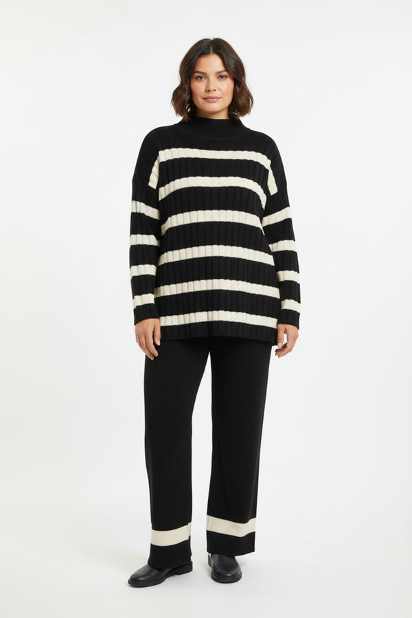 Striped Knit Two - Piece Set - Cream