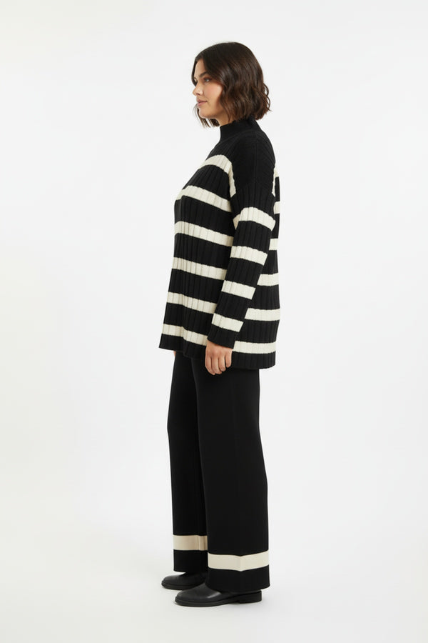Striped Knit Two - Piece Set - Cream