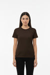 Dames Body‑T‑Shirt Met Ronde Hals — Bruin