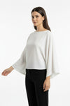 Blouse Met Vleermuismouwen En Boothals — Wit