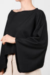 Zwarte Blouse Met Boothals En Vleermuismouwen