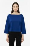 Blouse Met Laag Aangezette Schouders En Wijde Pasvorm — Donkerblauw