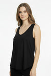 V‑Hals Top Met Afgeronde Zoom – Zwart