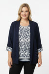 Blazer & Blouse Navy – Plus‑Size Tweedelig Set