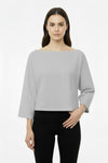 Bluse Mit Überschnittener Schulter Und Weiten Ärmeln – Grau