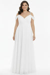 Plissiertes Langes Abendkleid Mit Kettenträgern – Weiß (Große Größen)