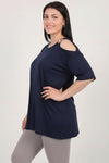 Bluse Mit Schnallen - Detail — Marineblau (Große Größen)