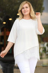 Plus‑Size Blouse Met Kanten Zoom — Wit