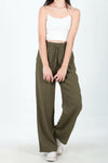 Weit Geschnittene Baumwoll‑Leinen‑Hose – Khaki
