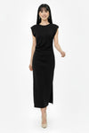 Geplooide Taillejurk Met Steendecoratie — Zwart