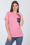 T‑Shirt Met Geborduurde Jeanszak, Roze