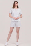 Kurzarm - Pyjama - Set Mit Punktmuster – Grau