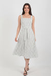 Gestipte Jurk Met Brede Bandjes — Off‑White
