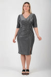 Plus - Size Taille - Detail Halfmouw Avondjurk — Zilver