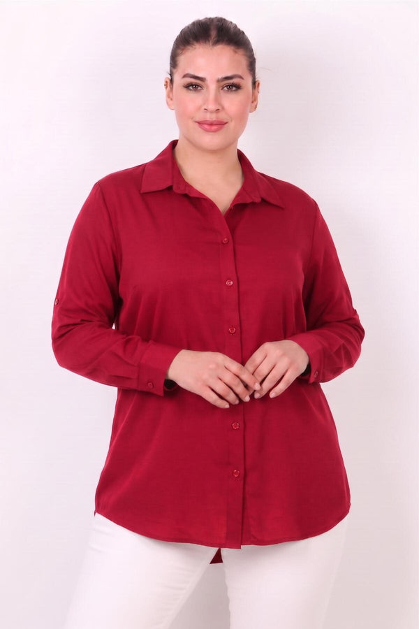 Satin Blouse Plus - Size Rood