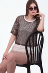 Gelaagd Croptop Met Pailletten — Bruin