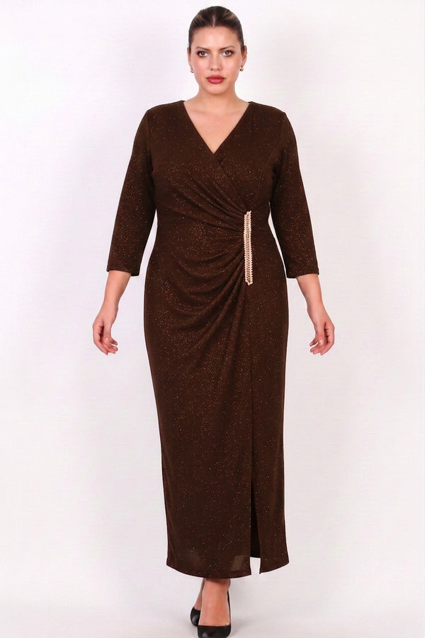 Lange Avondjurk In Plusmaat Met Taille‑Accessoire
