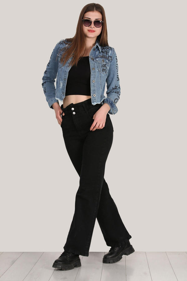 Zwarte Jeans Met Wijde Pijpen