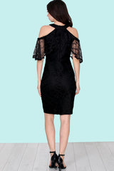 Kurzes Spitzen - Abendkleid – Schwarz