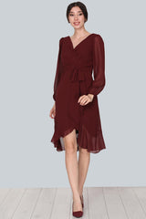 Bordeaux Chiffon Midi - Jurk