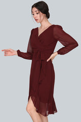 Bordeaux Chiffon Midi - Jurk