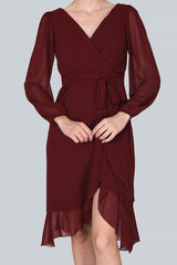 Bordeaux Chiffon Midi - Jurk