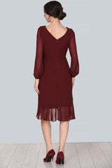 Bordeaux Chiffon Midi - Jurk