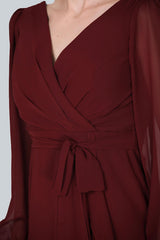 Bordeaux Chiffon Midi - Jurk