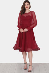 Midi - Abendkleid In Bordeaux