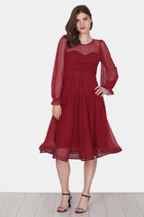 Midi - Abendkleid In Bordeaux
