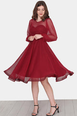 Midi - Abendkleid In Bordeaux