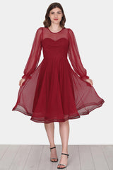 Midi - Abendkleid In Bordeaux